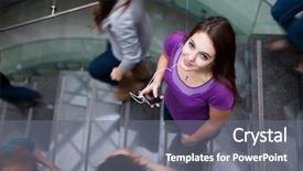  Presentation with stairway - Beautiful PPT theme featuring university college - students rushing backdrop and a gray colored foreground