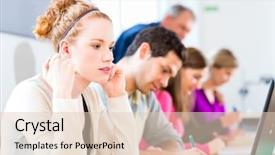  Presentation with professor - Slide set enhanced with having examination the professor overseeing background and a lemonade colored foreground