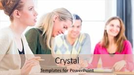  Presentation with examination - Presentation theme with overseeing - university college students having examination background and a lemonade colored foreground