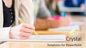  Presentation with college students - Theme enhanced with university college students writing test background and a lemonade colored foreground