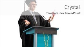  Presentation with certificate - Slide set having university-dean-giving-a-speech background and a white colored foreground