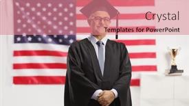  Presentation with university - Slides enhanced with university-dean-standing-in-front background and a coral colored foreground