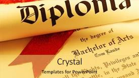  Presentation with graduation black graduate hat - Colorful presentation theme enhanced with university degree - graduation diploma shallow depth backdrop and a  colored foreground