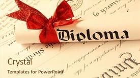  Presentation with graduation black graduate hat - Colorful presentation theme enhanced with university degree - graduation diploma shallow depth backdrop and a  colored foreground