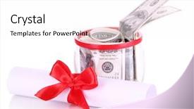  Presentation with education money - Slide set with money and university diploma cost of education conceptual photo isolated on white background and a white colored foreground