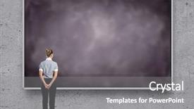  Presentation with chalkboard - Colorful presentation enhanced with university education promlem - rear view of businesswoman looking backdrop and a gray colored foreground