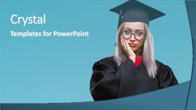  Presentation with problem statement problems and solutions - Presentation having university education promlem - young blonde woman wearing graduate background and a  colored foreground