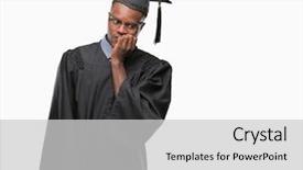  Presentation with american university - Presentation theme with university education promlem - young graduated african american man background and a  colored foreground
