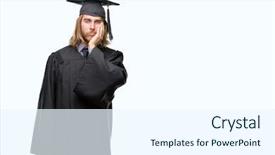  Presentation with long term care elderly - Amazing PPT theme having university education promlem - young handsome graduated man backdrop and a  colored foreground