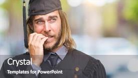  Presentation with anxiety and stress - PPT layouts with university education promlem - young handsome graduated man background and a  colored foreground