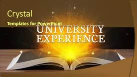  Presentation with experience - Presentation theme with university experience inscription coming out from an open book educational concept background and a tawny brown colored foreground
