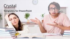  Presentation with test exam student - Presentation theme with university family learning - students preparing for exam together background and a  colored foreground