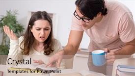  Presentation with test exam student - Colorful presentation enhanced with university family learning - students preparing for exam together backdrop and a coral colored foreground