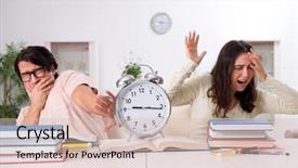  Presentation with test exam student - Cool new presentation design with university family learning - students preparing for exam together backdrop and a lemonade colored foreground