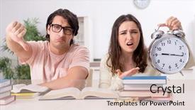  Presentation with test exam student - Presentation theme enhanced with university family learning - students preparing for exam together background and a  colored foreground