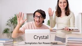  Presentation with exam - Presentation design with university family learning - students preparing for exam together background and a soft green colored foreground