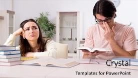  Presentation with exam - Audience pleasing presentation design consisting of university family learning - students preparing for exam together backdrop and a  colored foreground