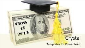  Presentation with education money - Audience pleasing presentation consisting of university fund - american money with graduation cap backdrop and a blonde colored foreground
