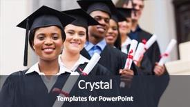  Presentation with graduation - PPT theme featuring university graduates at graduation background and a tawny brown colored foreground