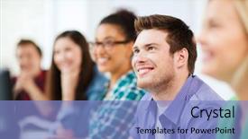  Presentation with computers - Beautiful presentation theme featuring university lecture - education concept - students backdrop and a  colored foreground