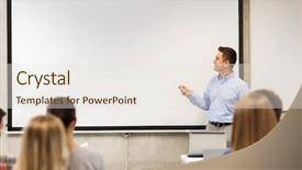  Presentation with high technology - Presentation theme featuring university lecture - education high school technology background and a sky blue colored foreground