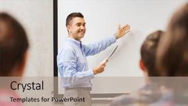  Presentation with high school students - PPT layouts enhanced with university lecture - education high school technology background and a coral colored foreground