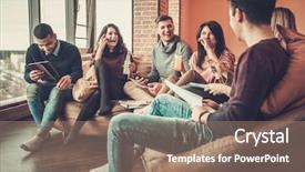  Presentation with multi ethnic group - PPT layouts featuring university lecture - group of multi ethnic young background and a coral colored foreground