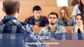  Presentation with listening - Audience pleasing theme consisting of university lecture - group of students sitting backdrop and a ocean colored foreground