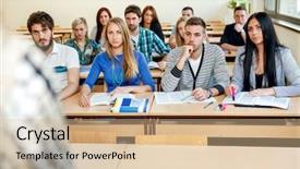  Presentation with classroom - Amazing presentation having university lecture - group of students studying backdrop and a  colored foreground
