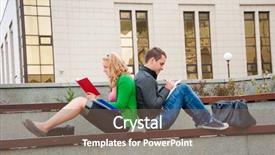  Presentation with knowing your students - Amazing PPT theme having university life - couple of students studying together backdrop and a violet colored foreground