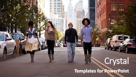  Presentation with diverse young adults - Colorful slides enhanced with university life - group of young adults backdrop and a gray colored foreground