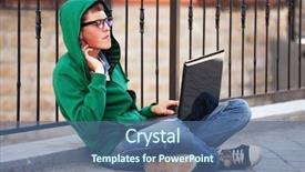  Presentation with student - Colorful theme enhanced with university life - young student using laptop backdrop and a  colored foreground