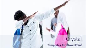  Presentation with lifestyle - Beautiful PPT theme featuring university-lifestyle-group-of-young backdrop and a sky blue colored foreground