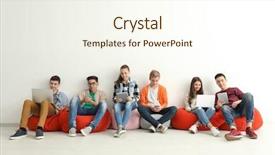  Presentation with social anxiety teenagers - Slide set enhanced with university lounge - group of teenagers with modern background and a cream colored foreground