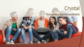  Presentation with teenagers - Colorful presentation theme enhanced with university lounge - group of teenagers with modern backdrop and a cream colored foreground