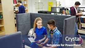  Presentation with diverse high school students - Cool new PPT layouts with university lounge - high angle portrait of two backdrop and a ocean colored foreground