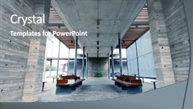  Presentation with lounge - Audience pleasing slides consisting of university lounge - modern building indoor and chair backdrop and a gray colored foreground