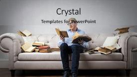  Presentation with lounge - Audience pleasing slide set consisting of university lounge - passionate reader backdrop and a light gray colored foreground