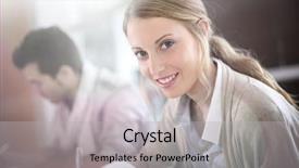  Presentation with lounge - Theme having university lounge - student girl studying in business background and a light gray colored foreground