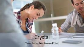  Presentation with students walking to class - Audience pleasing theme consisting of university lounge - students in class writing backdrop and a  colored foreground