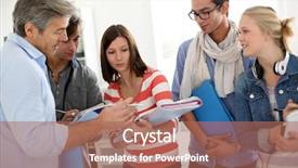  Presentation with questions - Audience pleasing PPT theme consisting of university lounge - students in school hallway asking backdrop and a coral colored foreground