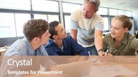  Presentation with digital university - Colorful presentation theme enhanced with university lounge - teacher with group of students backdrop and a  colored foreground