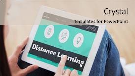  Presentation with distance learning - Slide deck with university lounge - teen using a tablet pc background and a lemonade colored foreground