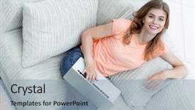  Presentation with lounge - Colorful PPT theme enhanced with university lounge - view from the top portrait backdrop and a  colored foreground