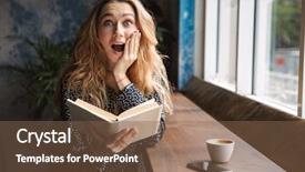  Presentation with black women beautiful woman - PPT layouts consisting of university restaurant - beautiful excited young woman sitting background and a violet colored foreground