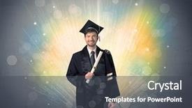  Presentation with sparkly bokeh lights pastel - Slide deck consisting of university road direction - happy graduate with colorful bokeg background and a dark gray colored foreground