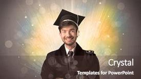  Presentation with lights - Beautiful presentation theme featuring university road direction - happy graduate with colorful bokeg backdrop and a  colored foreground