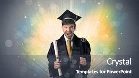  Presentation with lights - Presentation with university road direction - happy graduate with colorful bokeg background and a dark gray colored foreground