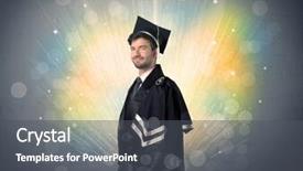  Presentation with lights - Beautiful slide deck featuring university road direction - happy graduate with colorful bokeg backdrop and a  colored foreground