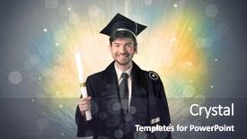  Presentation with lights - Slide deck featuring university road direction - happy graduate with colorful bokeg background and a  colored foreground